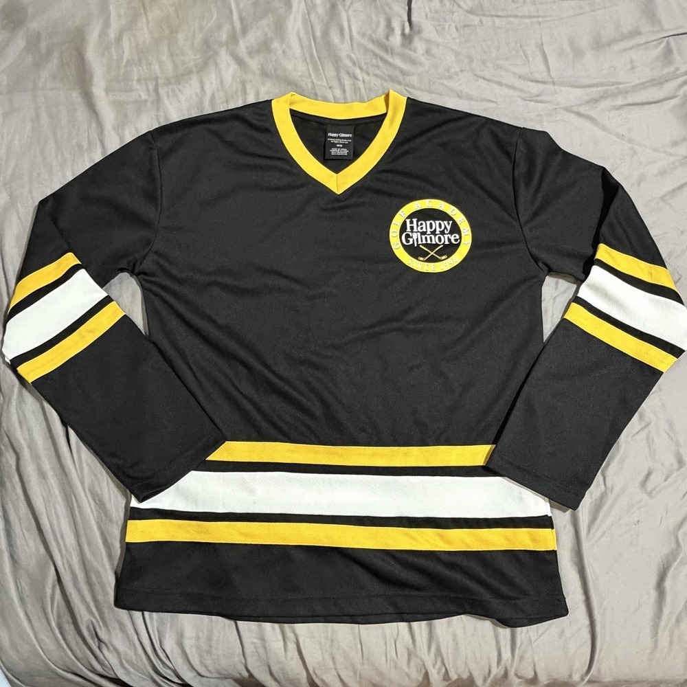 Happy Gilmore Shirt Mens M Black Long Sleeve V Neck Golf Academy Jersey 96